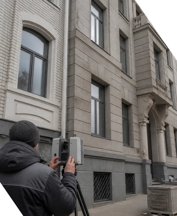 Лазерное сканирование фасадов зданий для обследования в Великом Новгороде